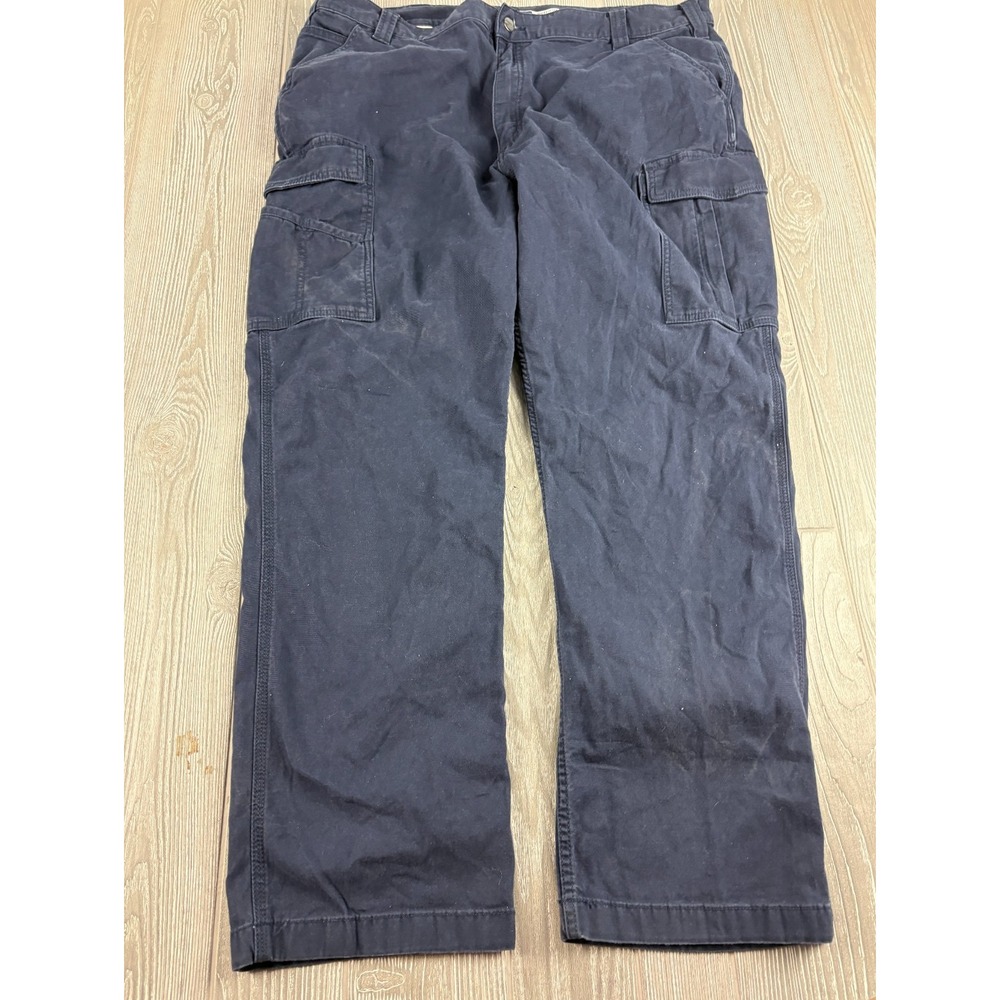 Carhartt Relaxed Fit Cargo Pants Navy Mens 42x32 Workwear Straight Leg